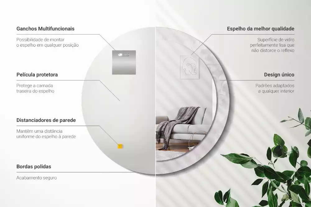 Espelho redondo decorativo Textura rococó