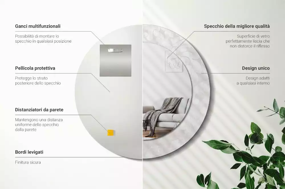 Espelho redondo decorativo Textura rococó