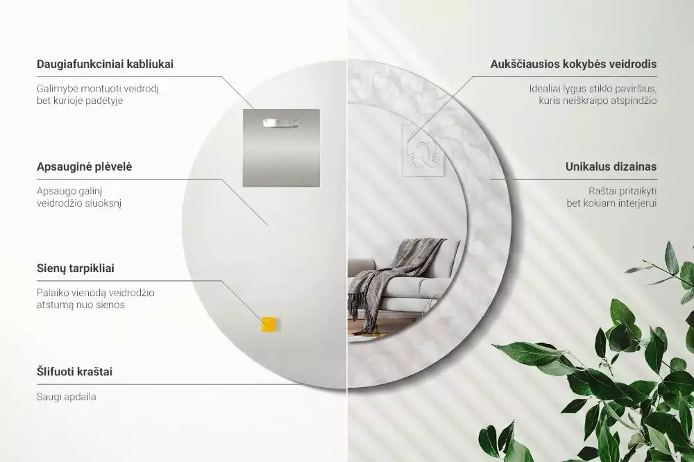 Espelho redondo decorativo Textura rococó