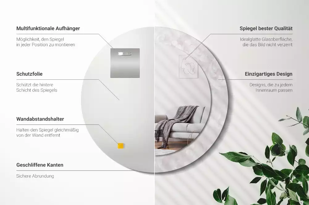 Espelho redondo decorativo Textura rococó