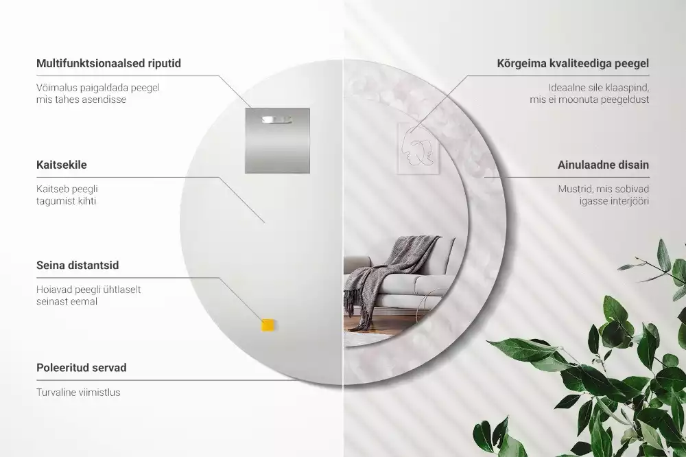 Espelho redondo decorativo Textura rococó