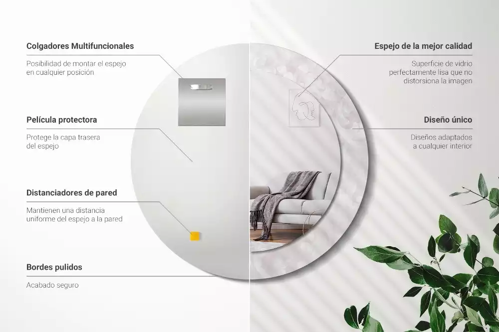 Espelho redondo decorativo Textura rococó