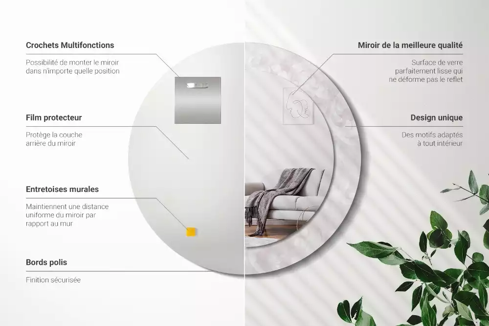 Espelho redondo decorativo Textura rococó