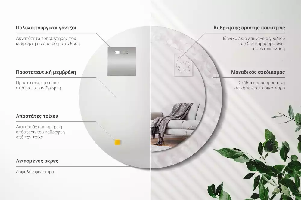 Espelho redondo decorativo Textura rococó