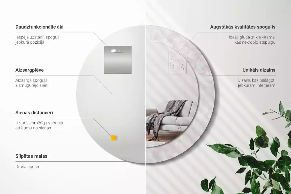 Espelho redondo decorativo Textura rococó