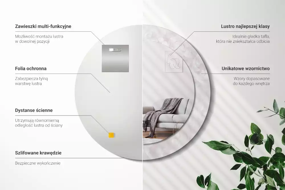 Espelho redondo decorativo Textura rococó