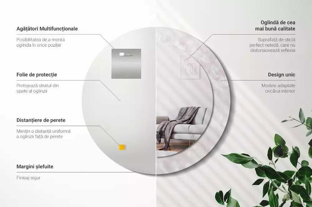 Espelho redondo decorativo Textura rococó