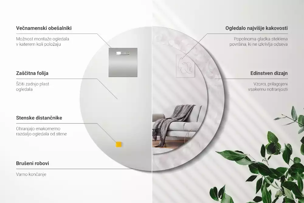 Espelho redondo decorativo Textura rococó