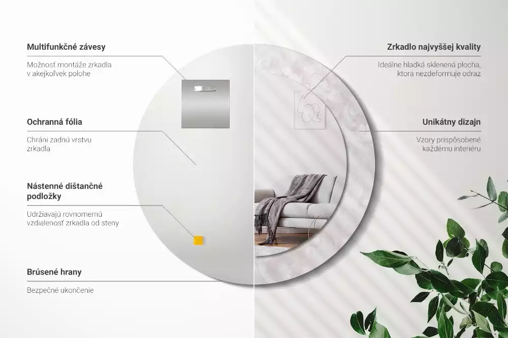 Espelho redondo decorativo Textura rococó