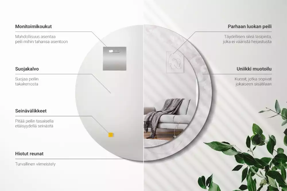 Espelho redondo decorativo Textura rococó