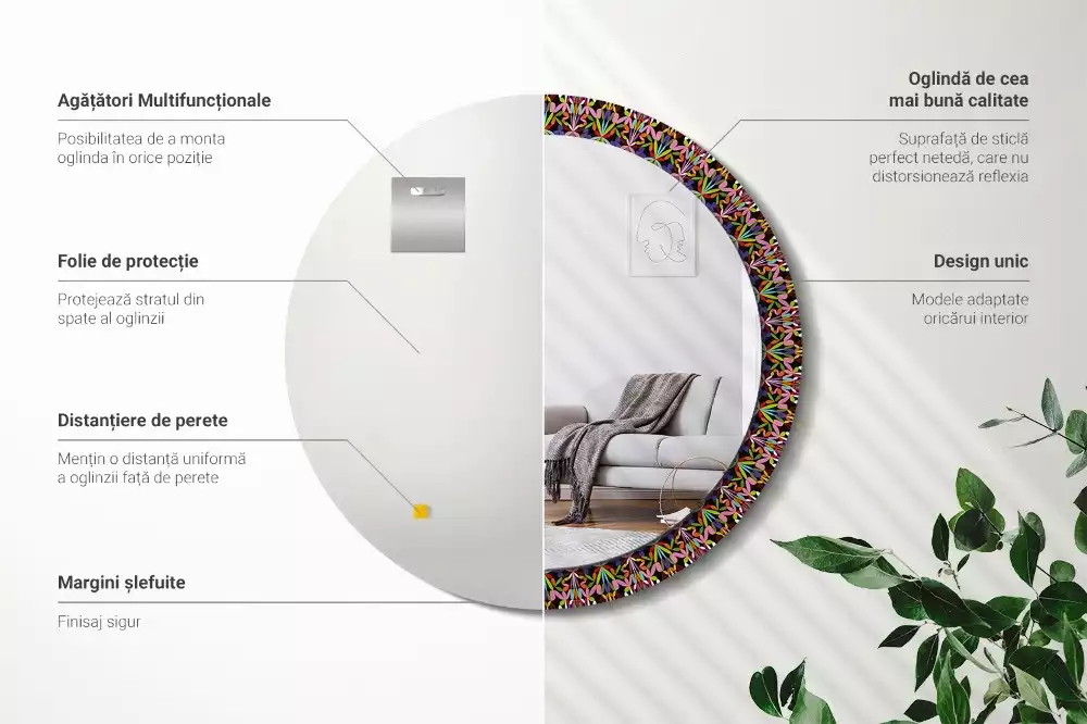 Espelho decorativo redondo Padrão de mandala