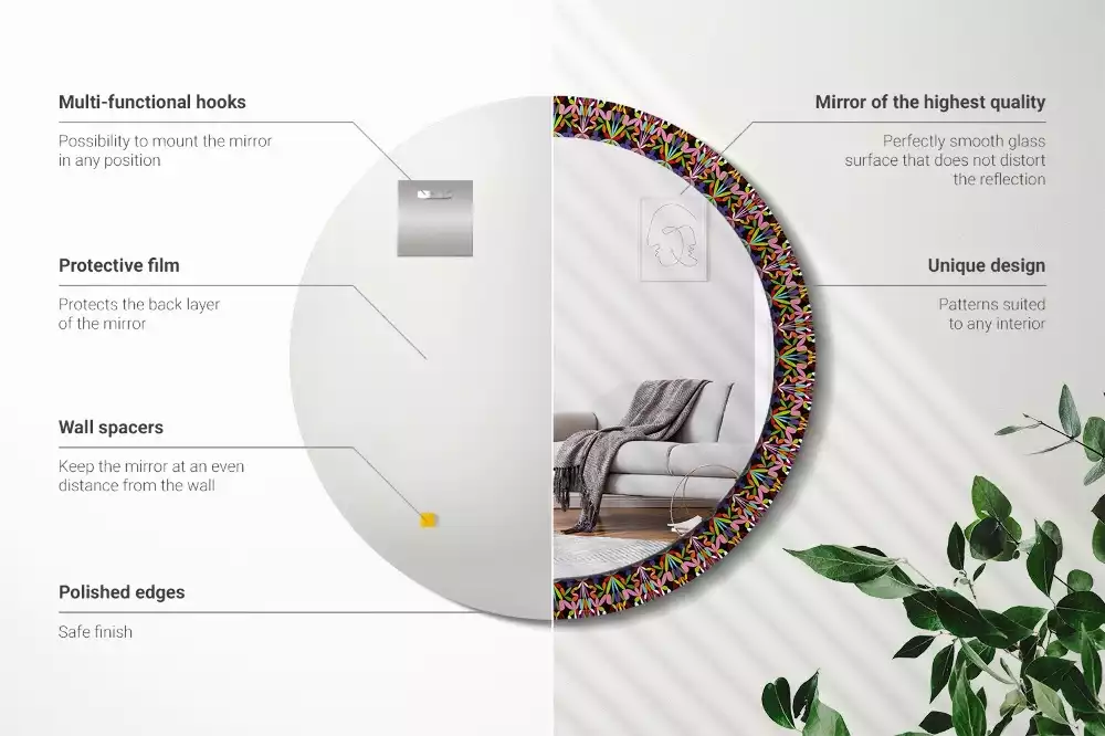 Espelho decorativo redondo Padrão de mandala