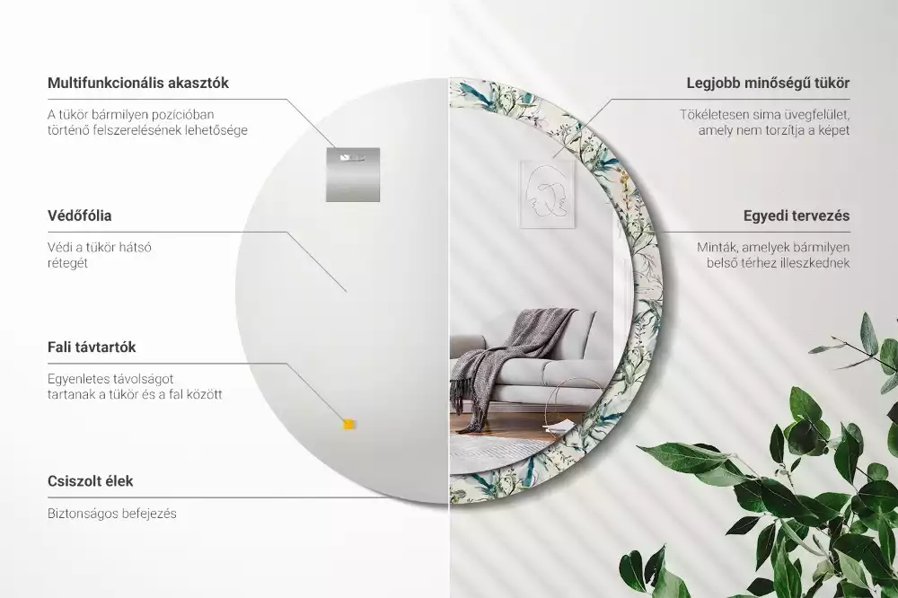 Espelho redondo decorativo Flores em aquarela