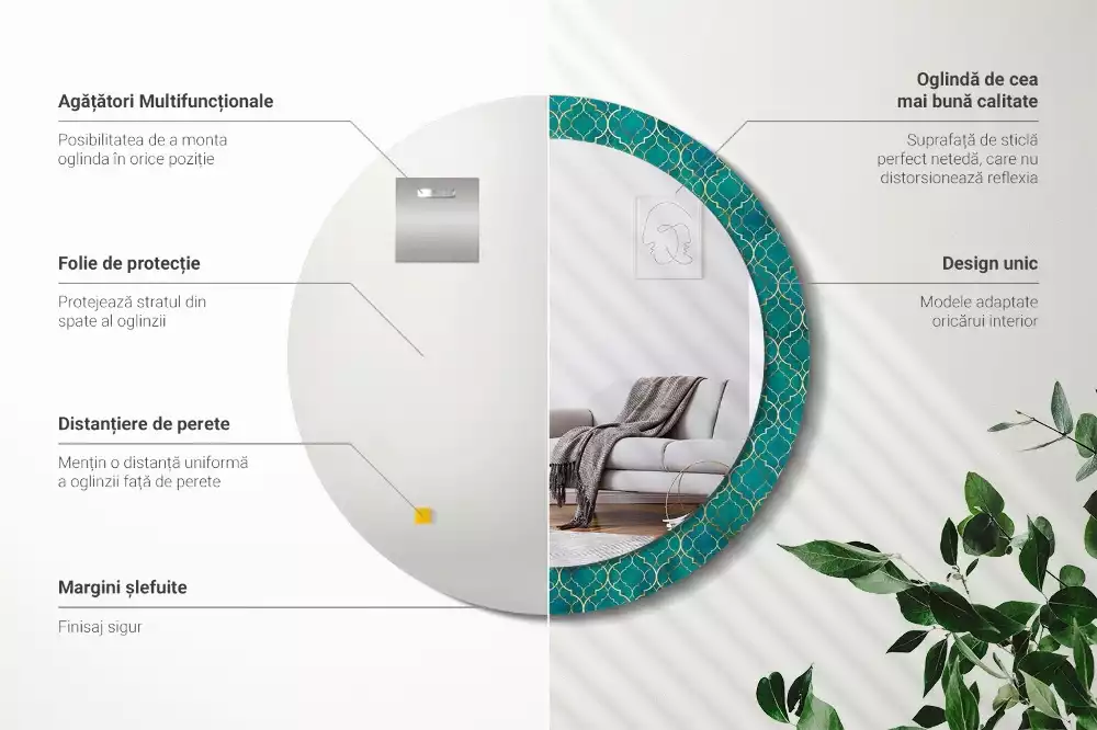 Espelho decorativo redondo Composição de cores