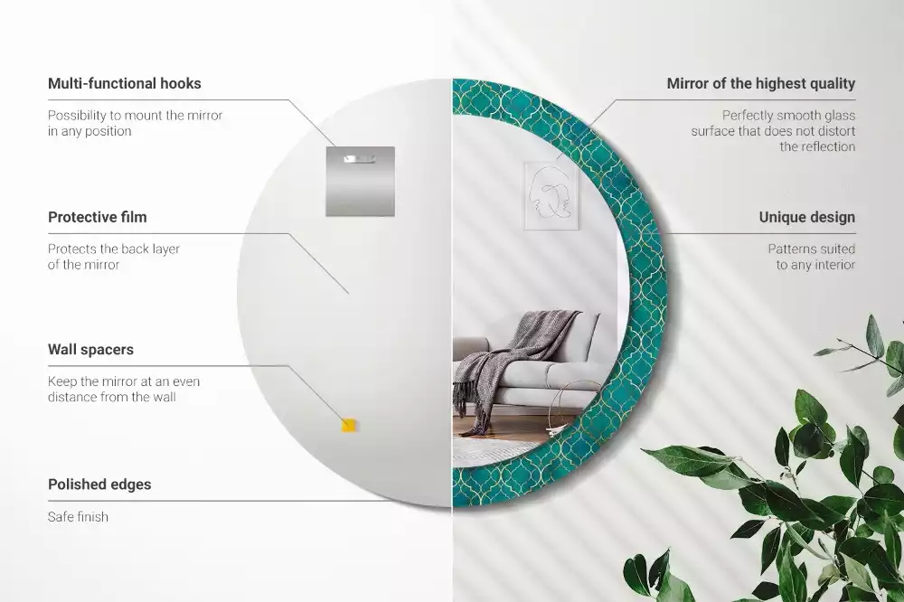 Espelho decorativo redondo Composição de cores