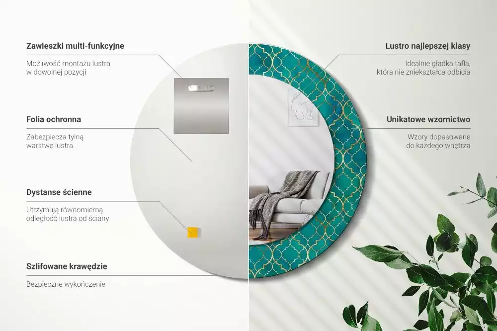 Espelho decorativo redondo Composição de cores