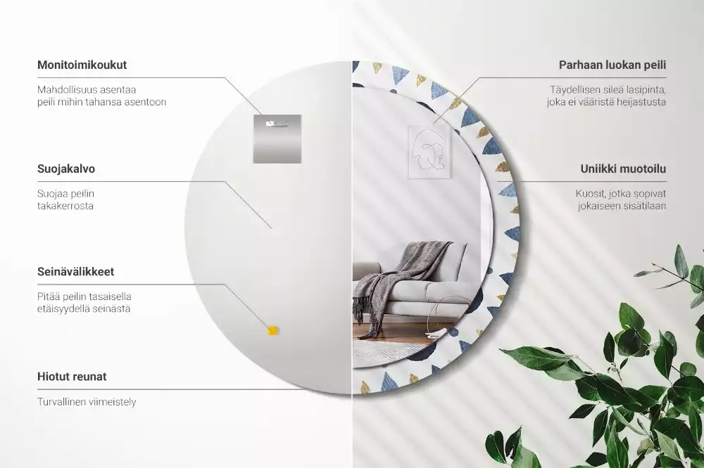 Espelho redondo decorativo Mandala da lua