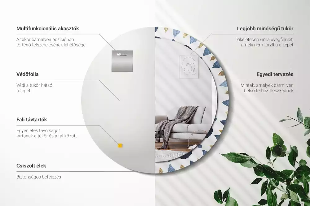 Espelho redondo decorativo Mandala da lua