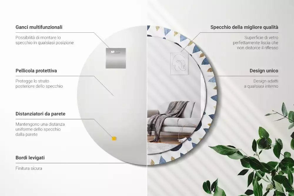 Espelho redondo decorativo Mandala da lua