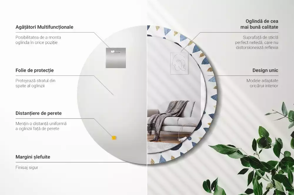 Espelho redondo decorativo Mandala da lua