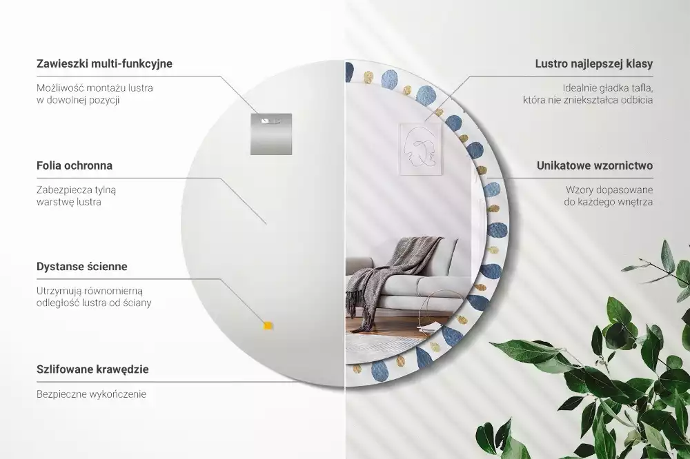 Espelho redondo decorativo Mandala da lua