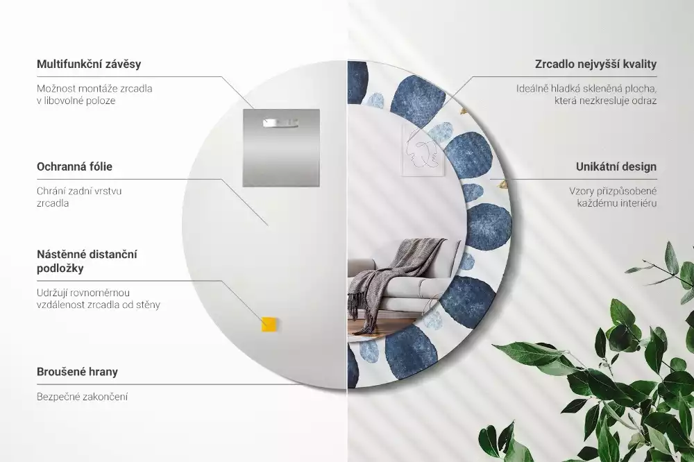 Espelho redondo decorativo Mandala da lua