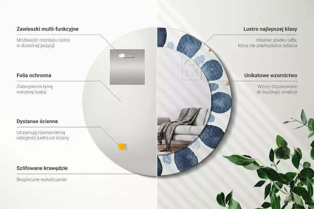 Espelho redondo decorativo Mandala da lua