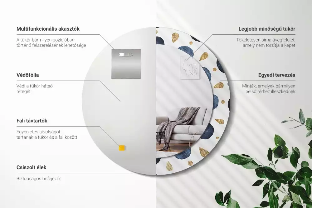 Espelho redondo decorativo Mandala da lua