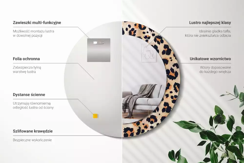 Espelho redondo decorativo Padrão manchado