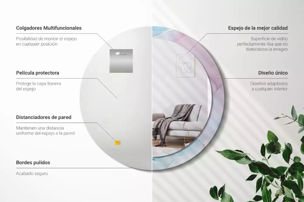 Espelho redondo decorativo Estilo mármore