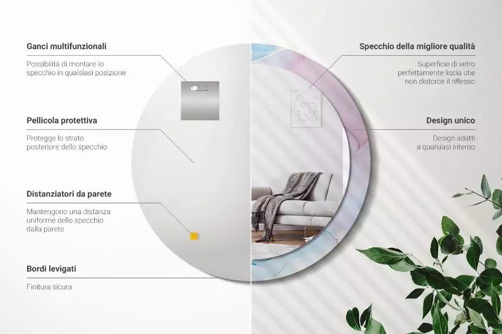 Espelho redondo decorativo Estilo mármore