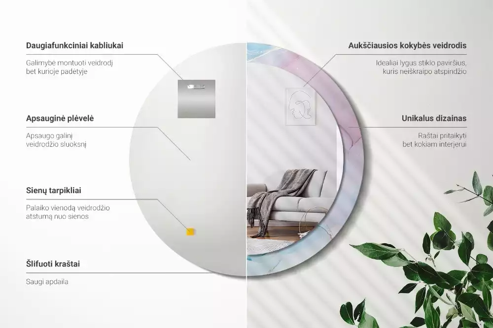 Espelho redondo decorativo Estilo mármore