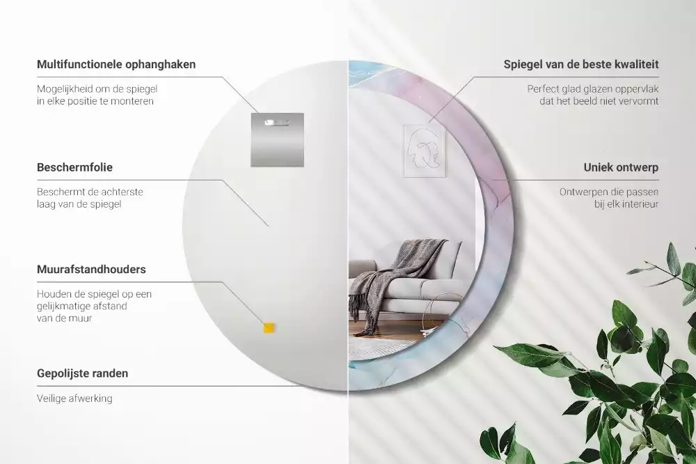 Espelho redondo decorativo Estilo mármore