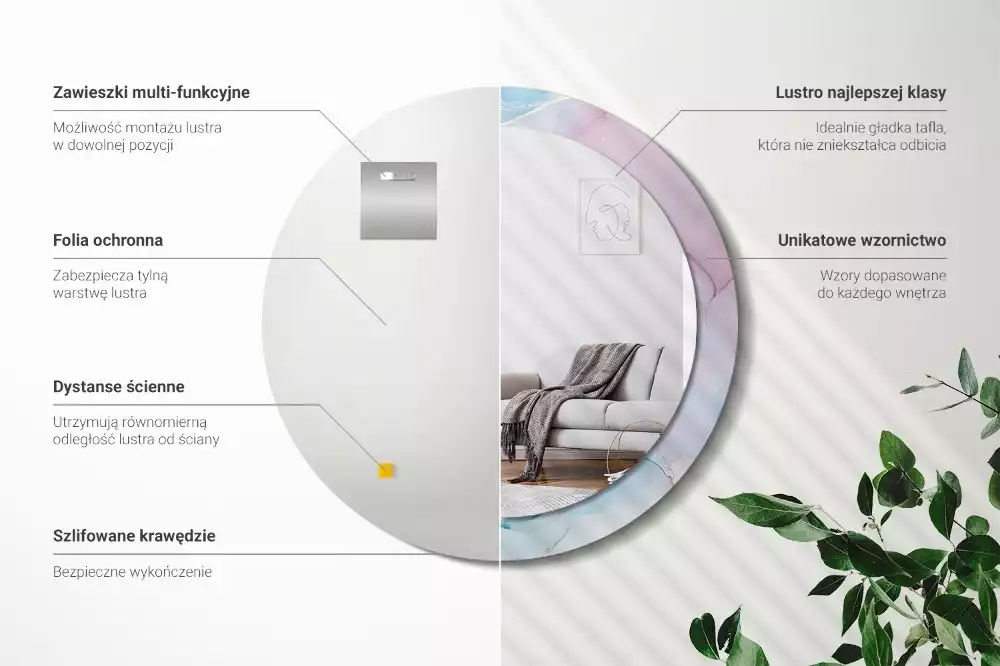 Espelho redondo decorativo Estilo mármore