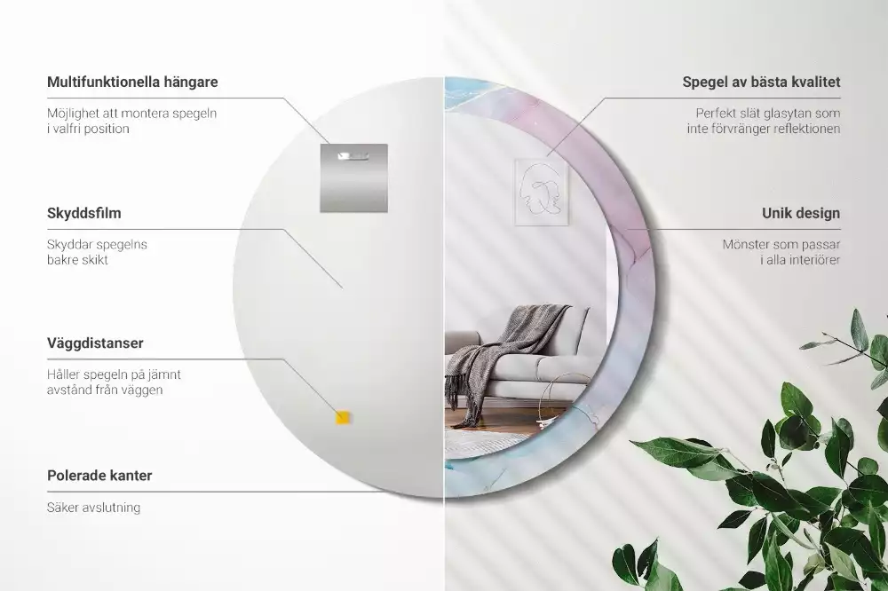 Espelho redondo decorativo Estilo mármore