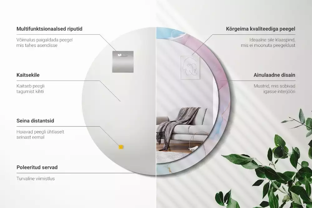 Espelho redondo decorativo Estilo mármore