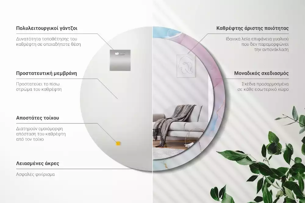 Espelho redondo decorativo Estilo mármore