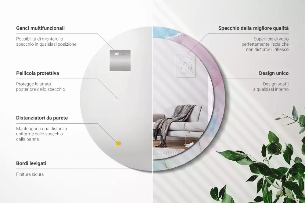 Espelho redondo decorativo Estilo mármore