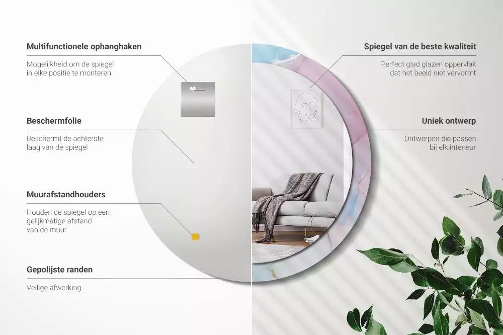 Espelho redondo decorativo Estilo mármore