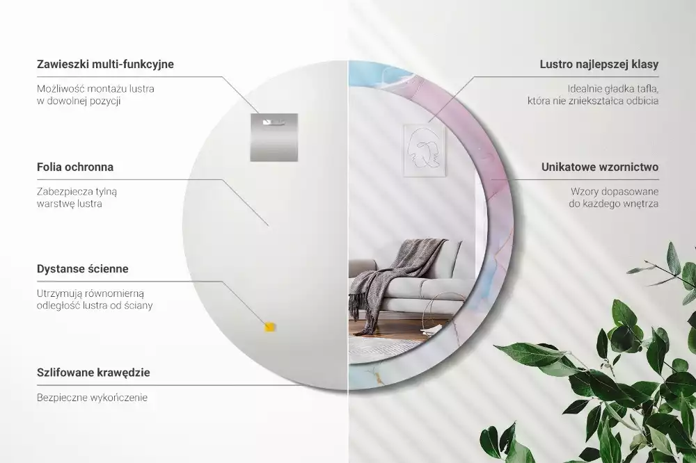 Espelho redondo decorativo Estilo mármore