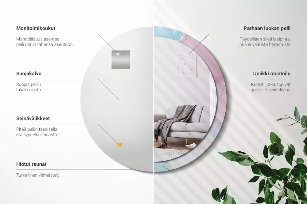 Espelho redondo decorativo Estilo mármore