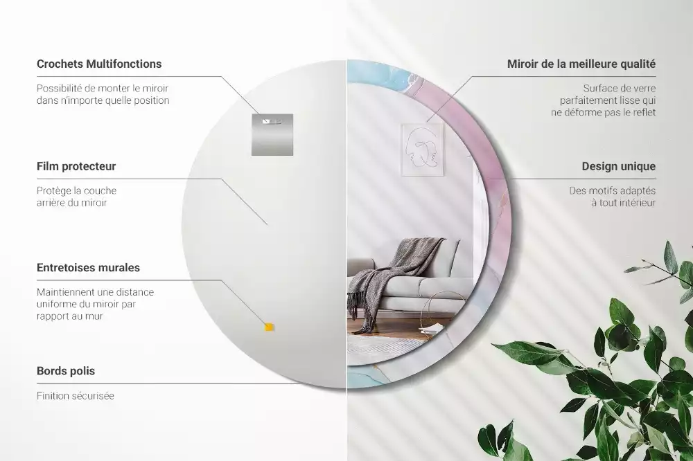 Espelho redondo decorativo Estilo mármore