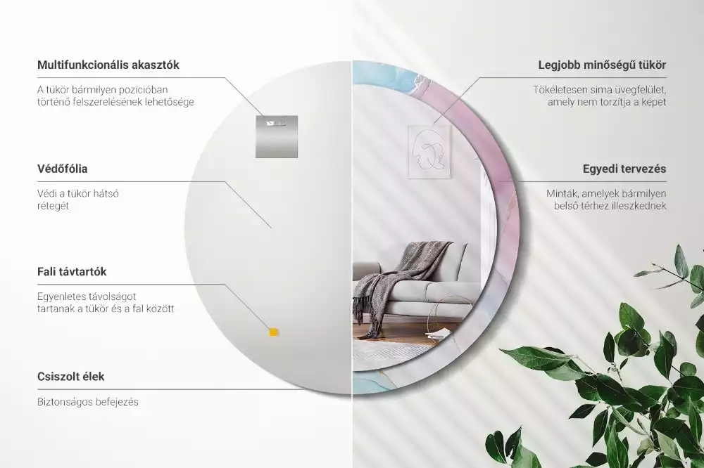 Espelho redondo decorativo Estilo mármore