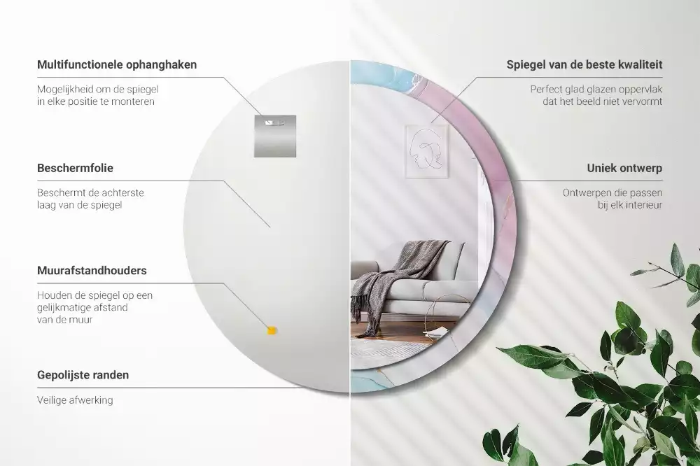 Espelho redondo decorativo Estilo mármore