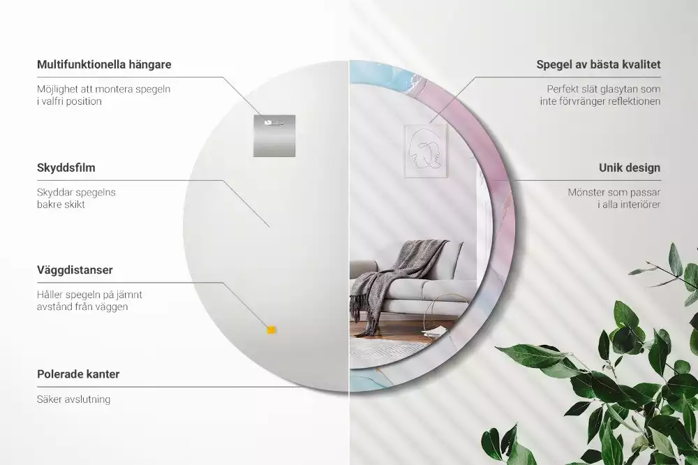 Espelho redondo decorativo Estilo mármore