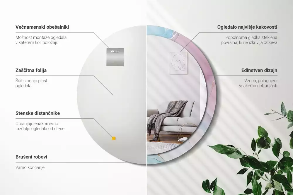 Espelho redondo decorativo Estilo mármore