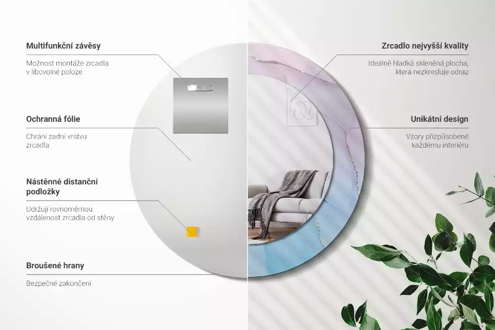 Espelho redondo decorativo Estilo mármore