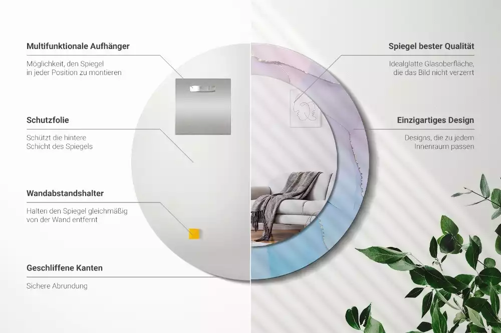 Espelho redondo decorativo Estilo mármore