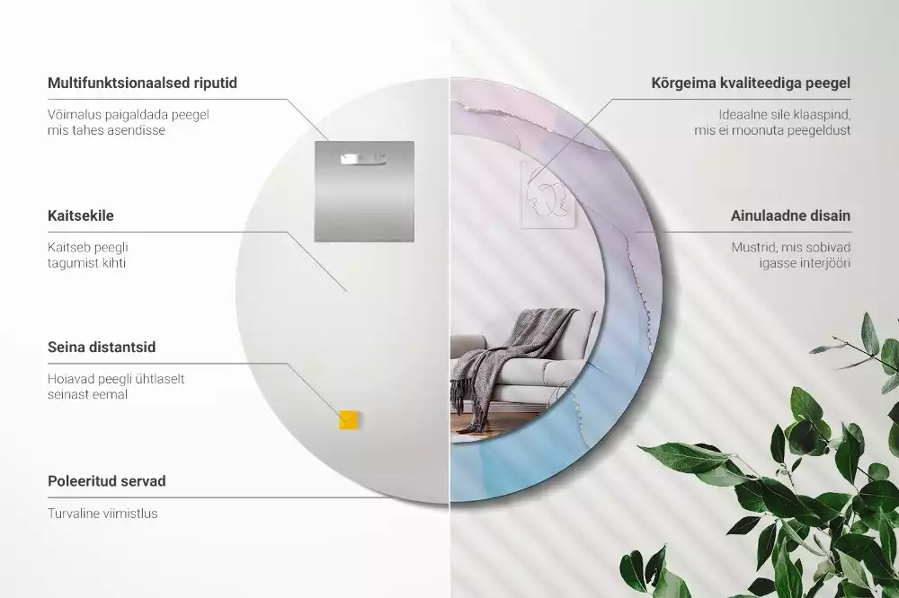 Espelho redondo decorativo Estilo mármore