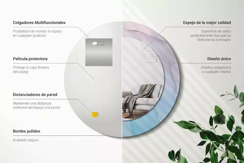 Espelho redondo decorativo Estilo mármore